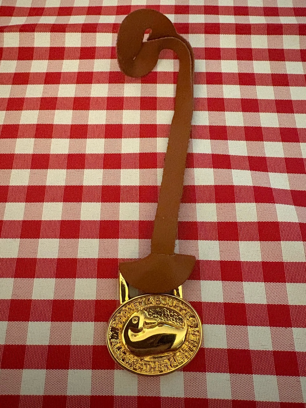 Dooney & Bourke Brown Leather Handbag Hook with Gold Duck Medallion